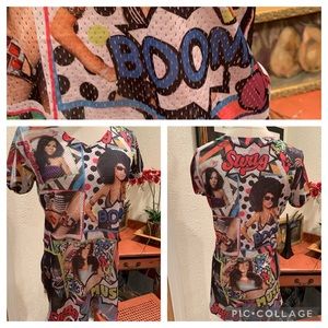 Boom! Retro Pop Art Mesh Tunic top